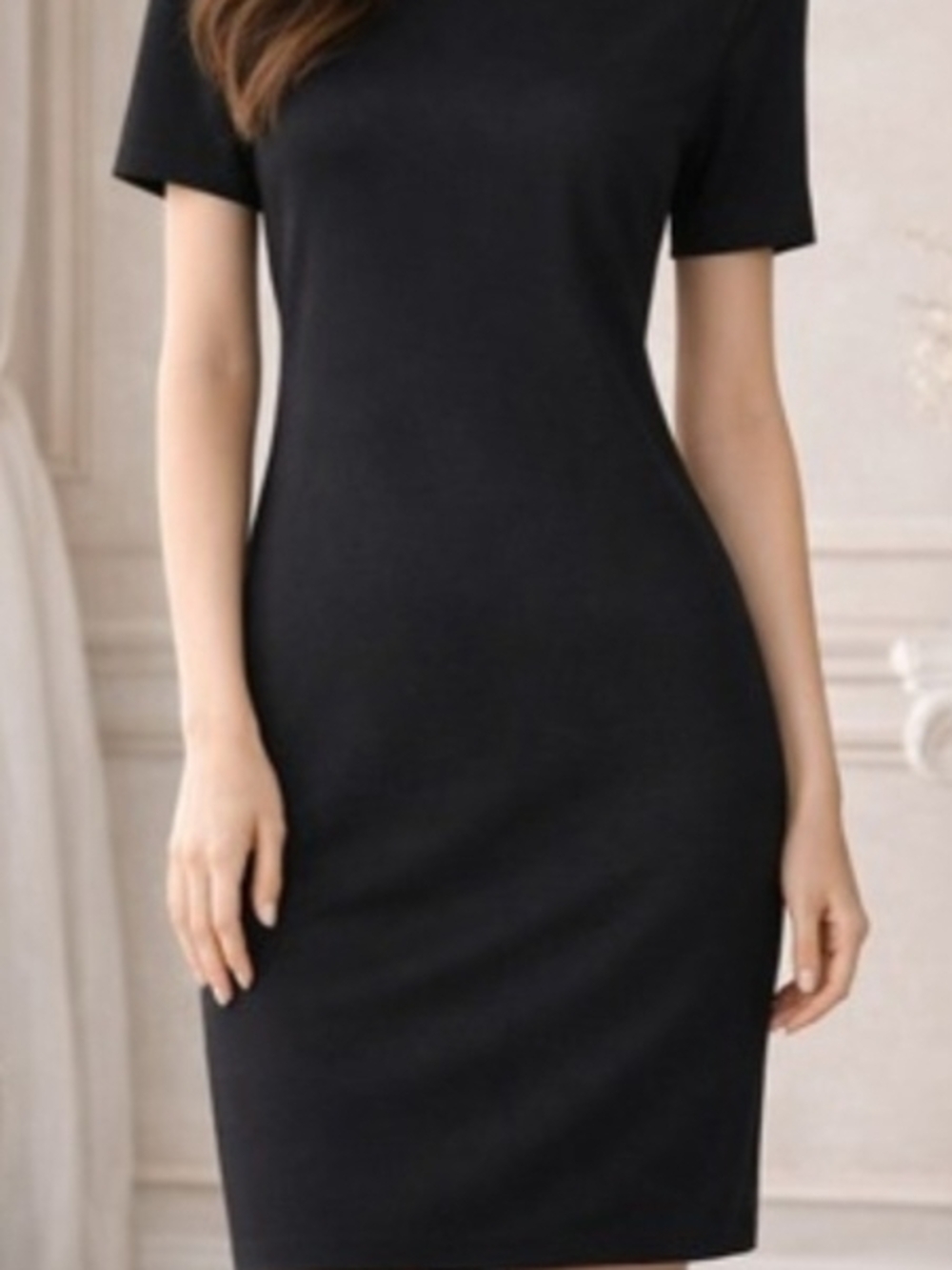 Misook Black Short-Sleeve Mini  Dress